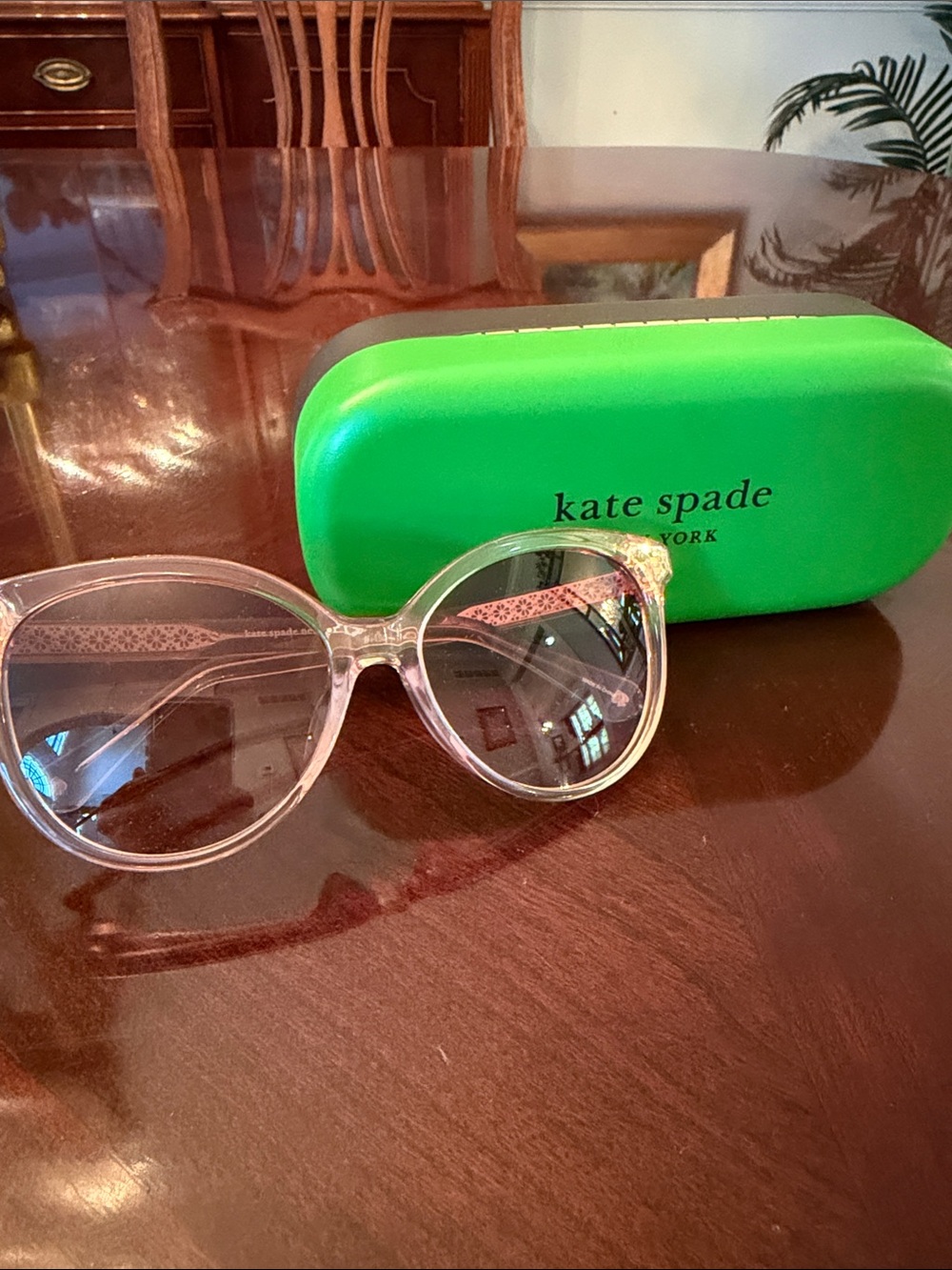 kate spade Translucent Pink Cat-Eye Sunglasses with Tinted Lenses